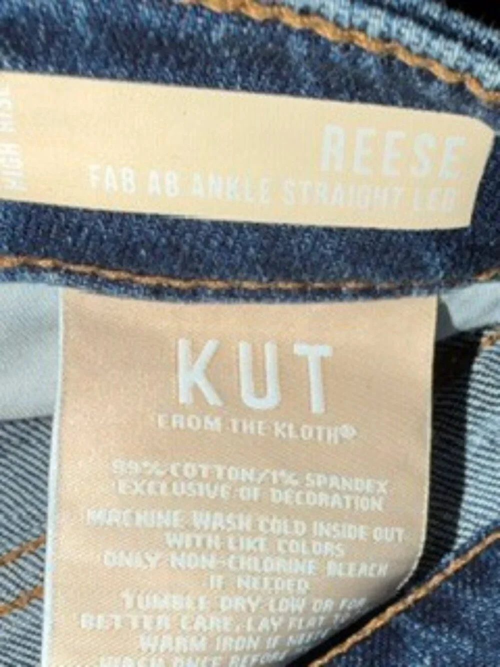 Kut from the Kloth Reese High-Rise Straight Leg Jeans, Size 14, Gently Worn